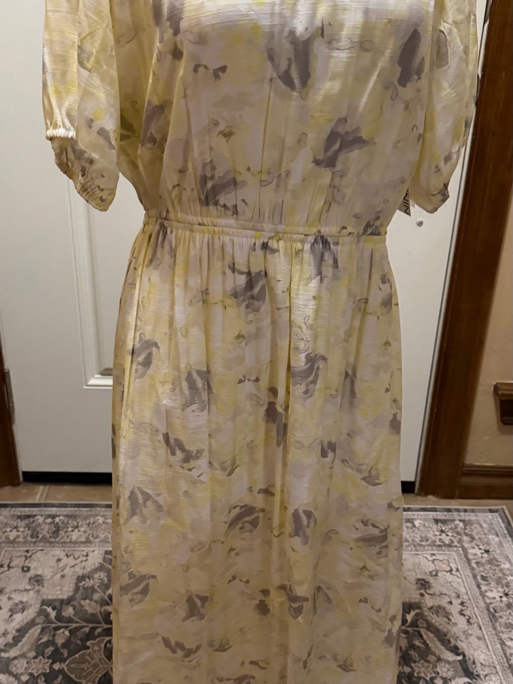 Nine West Yellow and Gray Floral Maxi Dress